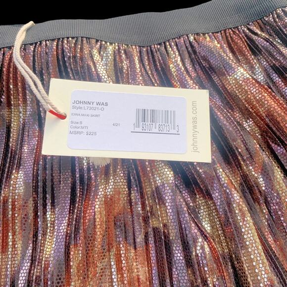 Johnny Was Idinia Shimmer Maxi Skirt Brown Metallic Pull On Style Size Small NWT - Picture 3 of 16